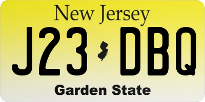NJ license plate J23DBQ