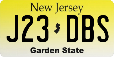 NJ license plate J23DBS