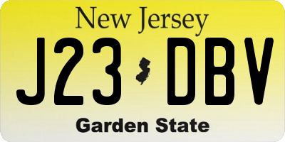 NJ license plate J23DBV