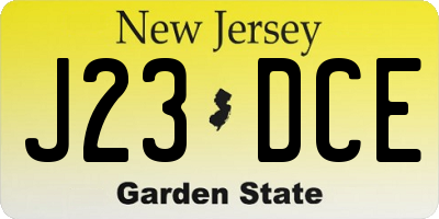 NJ license plate J23DCE