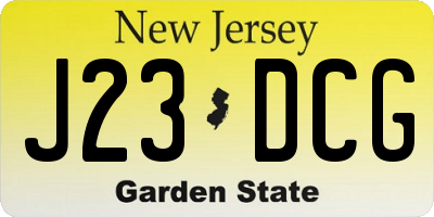 NJ license plate J23DCG