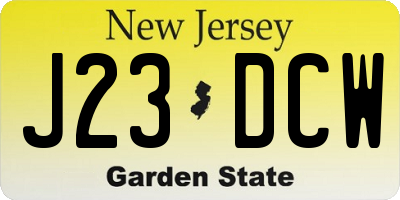 NJ license plate J23DCW