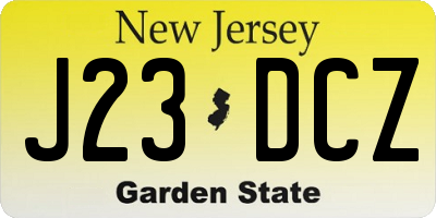 NJ license plate J23DCZ