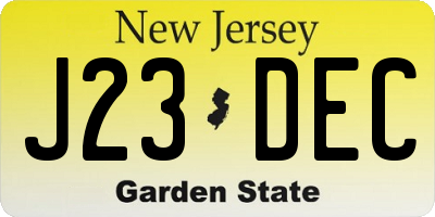 NJ license plate J23DEC