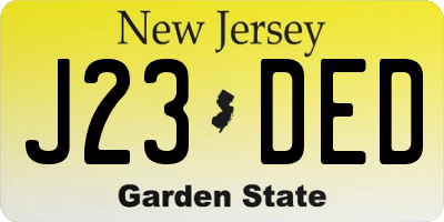 NJ license plate J23DED