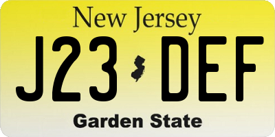 NJ license plate J23DEF