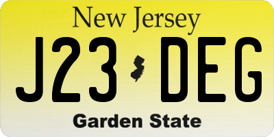 NJ license plate J23DEG