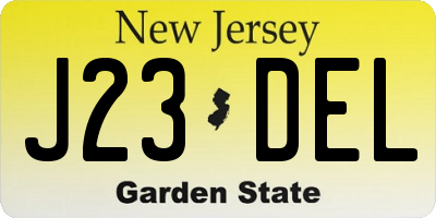 NJ license plate J23DEL