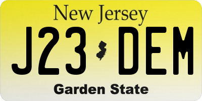 NJ license plate J23DEM