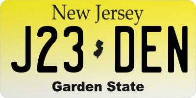 NJ license plate J23DEN