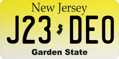 NJ license plate J23DEO