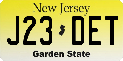 NJ license plate J23DET