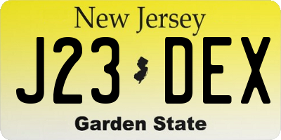NJ license plate J23DEX