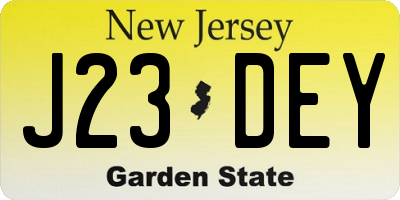 NJ license plate J23DEY