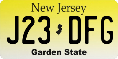 NJ license plate J23DFG