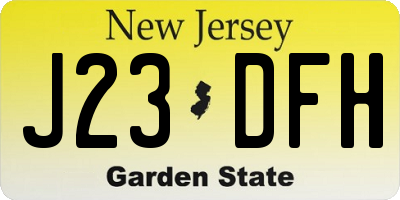 NJ license plate J23DFH