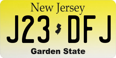 NJ license plate J23DFJ