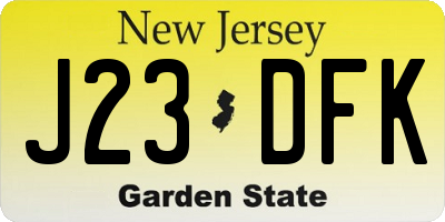NJ license plate J23DFK