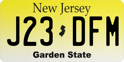 NJ license plate J23DFM