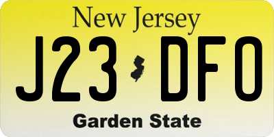 NJ license plate J23DFO