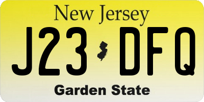 NJ license plate J23DFQ