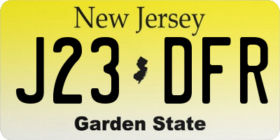 NJ license plate J23DFR