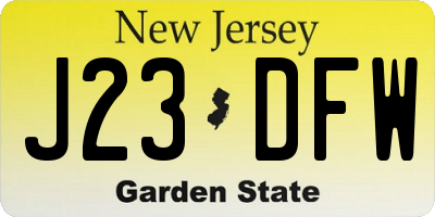 NJ license plate J23DFW