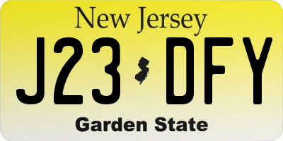 NJ license plate J23DFY