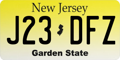 NJ license plate J23DFZ