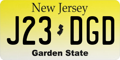 NJ license plate J23DGD