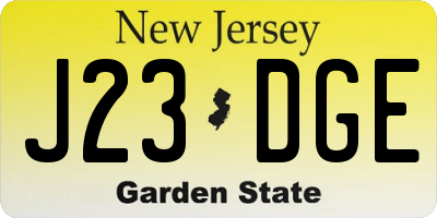 NJ license plate J23DGE
