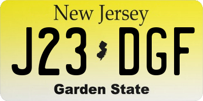 NJ license plate J23DGF