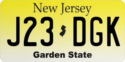 NJ license plate J23DGK