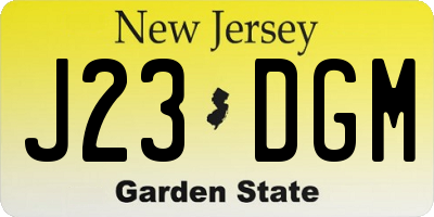 NJ license plate J23DGM
