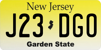 NJ license plate J23DGO