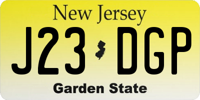 NJ license plate J23DGP