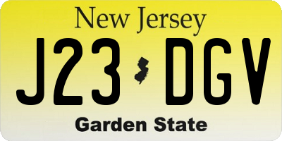 NJ license plate J23DGV