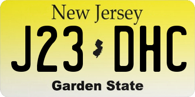 NJ license plate J23DHC