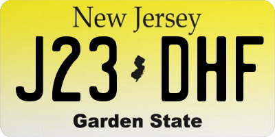 NJ license plate J23DHF