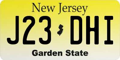 NJ license plate J23DHI