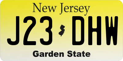 NJ license plate J23DHW