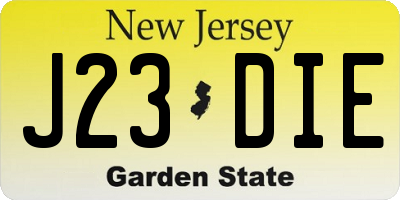 NJ license plate J23DIE