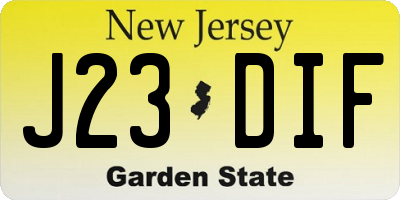 NJ license plate J23DIF