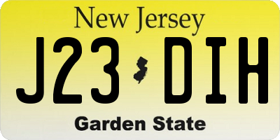 NJ license plate J23DIH