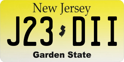 NJ license plate J23DII
