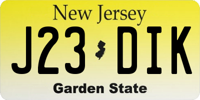 NJ license plate J23DIK