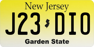 NJ license plate J23DIO