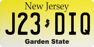 NJ license plate J23DIQ