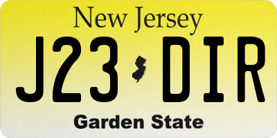 NJ license plate J23DIR
