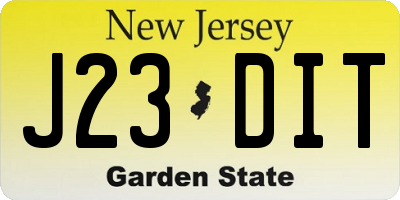 NJ license plate J23DIT